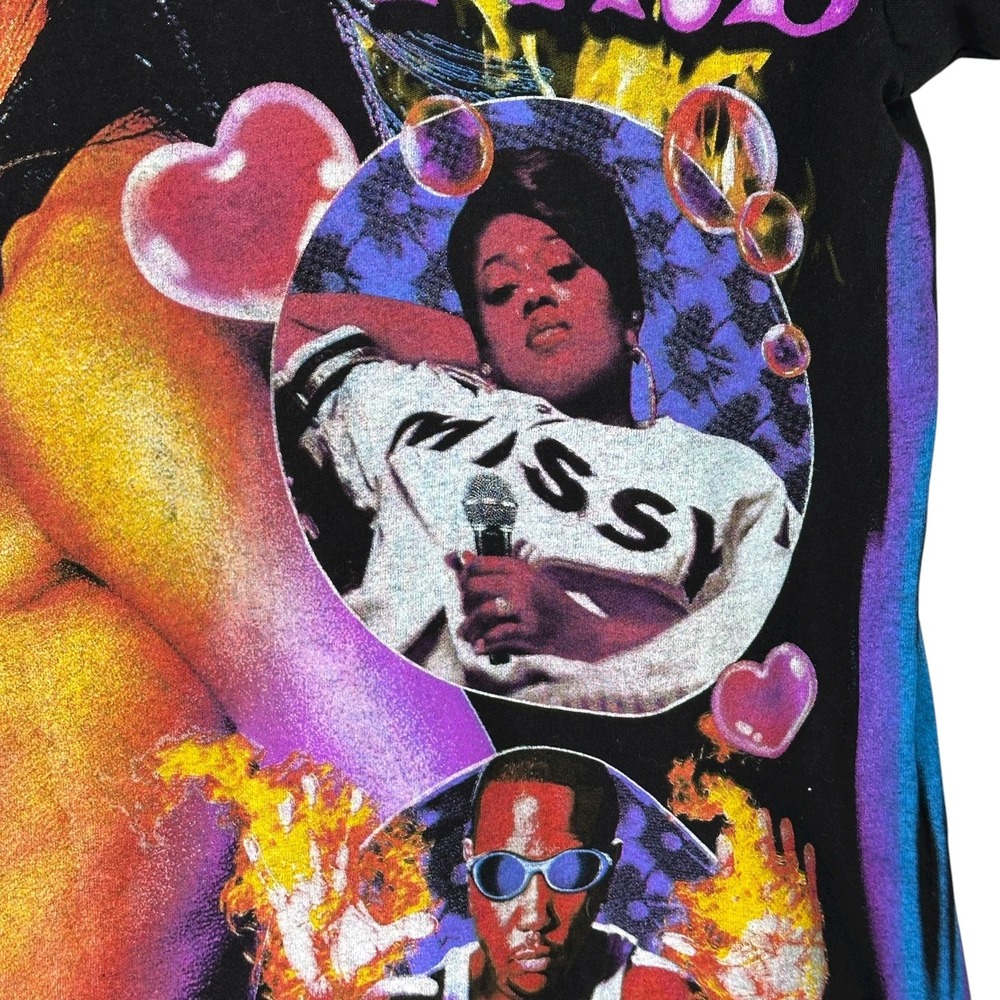 Authentic Backstock Co. Aaliyah "Hot Like Fire" All Over Print 90s R&B Shirt Med - Picture 9 of 13